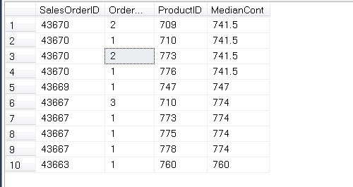 SQL SERVER - Introduction to PERCENTILE_CONT() - Analytic Functions Introduced in SQL Server 2012 percentiledisc2 