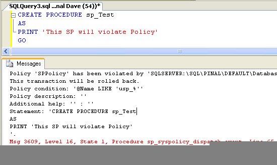 SQL Server policy management error.