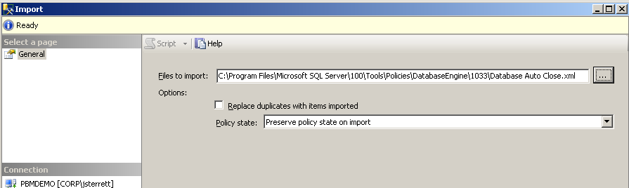 Import tool window.
