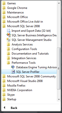 SQL Server Profiler.
