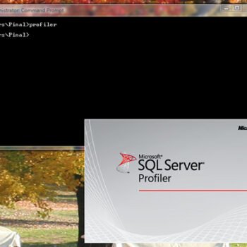 SQL Server Profiler window in a command prompt.