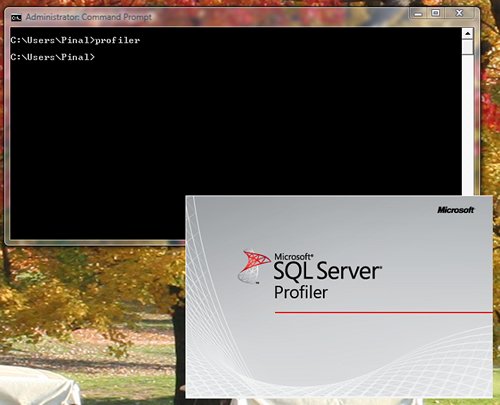SQL Server Profiler window in a command prompt.