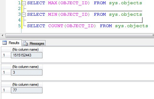 Results window in sql server management studio.