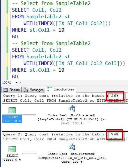 Execution Plan with query and index options.