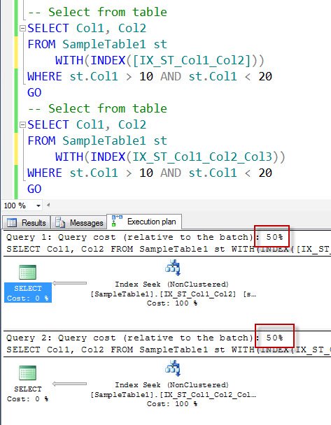 Execution plan showing SQL query and cost.