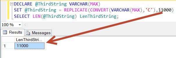 SQL Server query window.