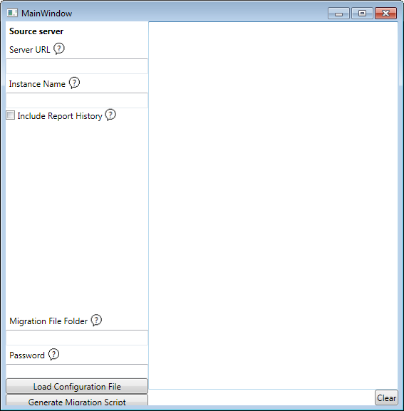Mainwindow for sql server migration.