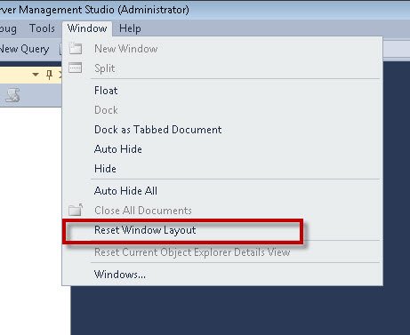Reset Window Layout.