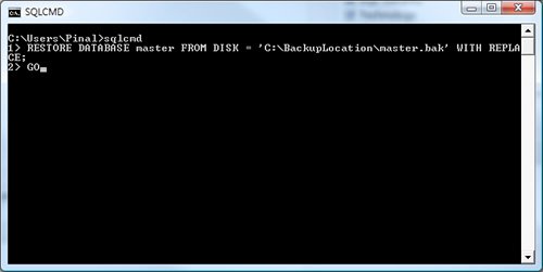SQLCMD command window with a query.