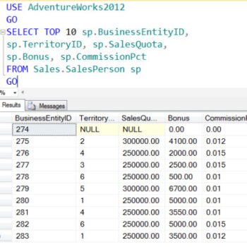 Sql server query tool window.