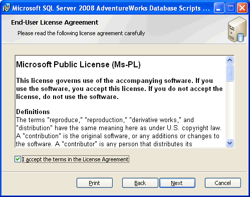 User license agreement for SQL Server software.