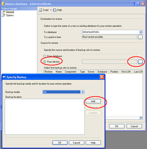 Add backup from device.