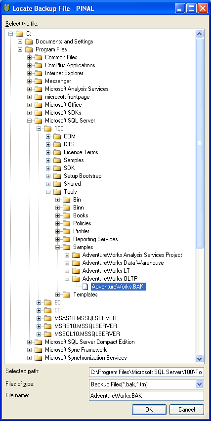 Select file to backup.