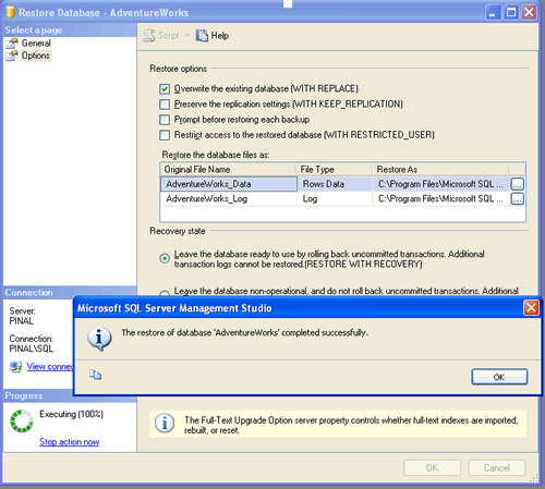 Restore Database Tool.