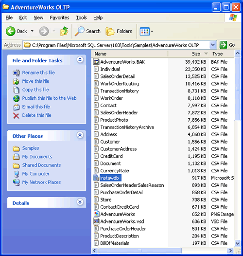 AdventureWorks Sample Database Files.