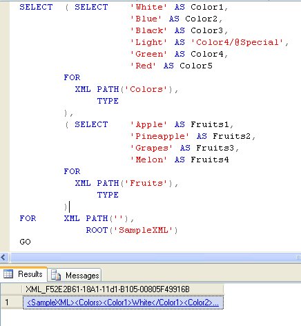 XML with SELECT statement.
