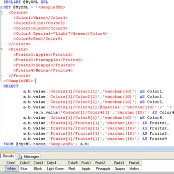 XML Query results.