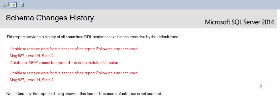 Schema Changes History error.