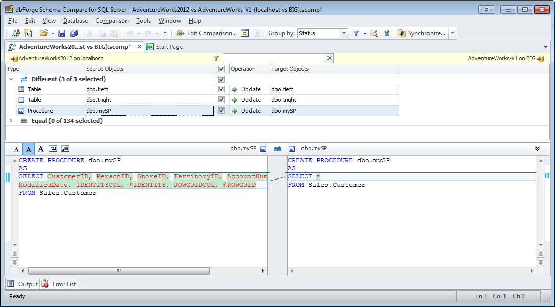 SQL Server - How to Compare Schema of Two Databases with Schema Compare.