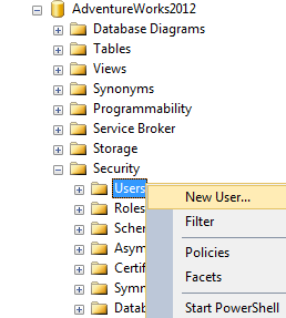 New User Selection Dialog.