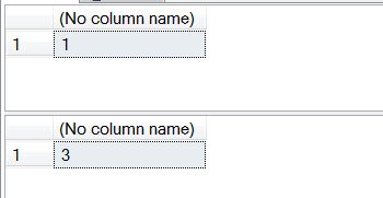 Sequence values displayed in SQL Server Management Studio.