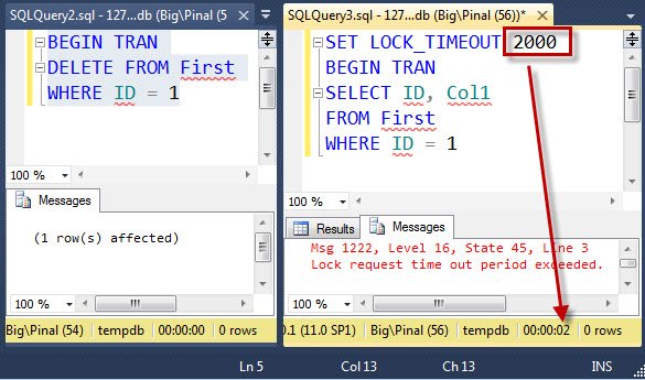 Set lock timeout' dialog window.