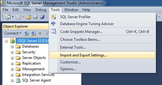 Import and Export Settings.
