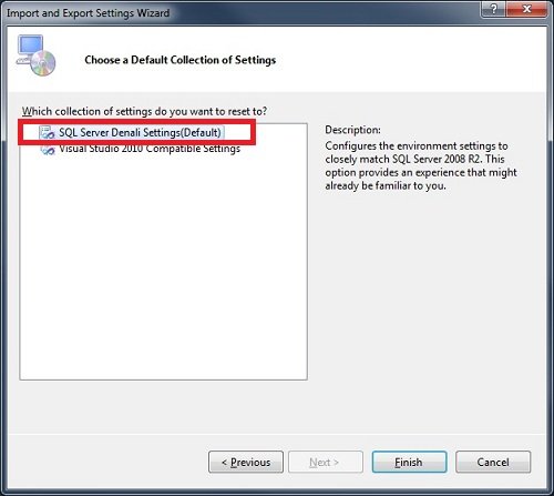 SQL Server Denali Settings Default.