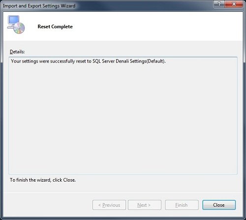 Reset Complete SQL Server Reset Wizard.
