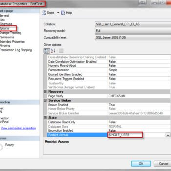Database Properties - Perftest.