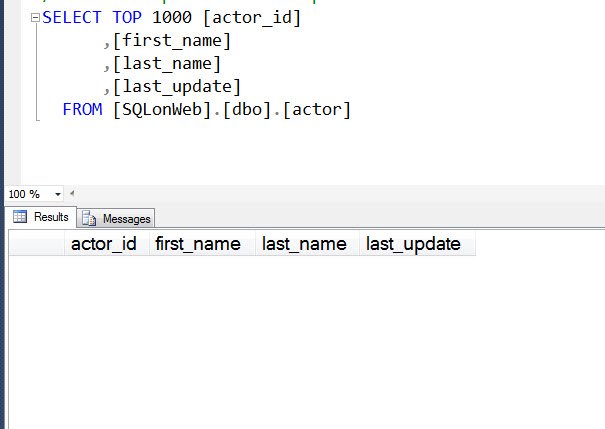 SQL Server Data Tool Window.