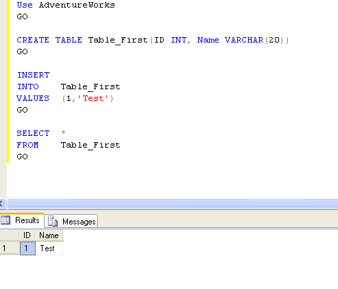 SQL Server Management Studio query window.
