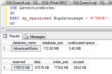 SQL Server performance query results.