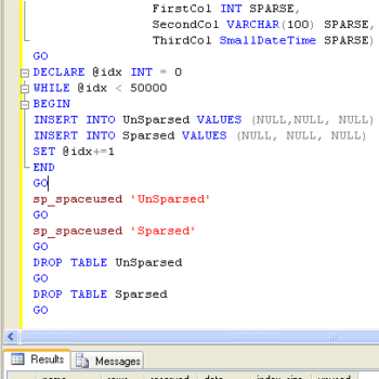 SQL Server Unspaced Table.