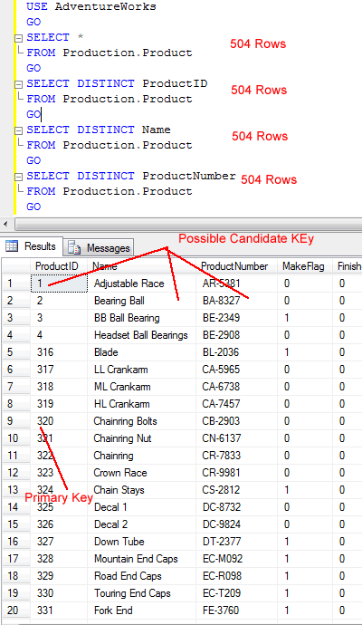 Candidate Key Query.