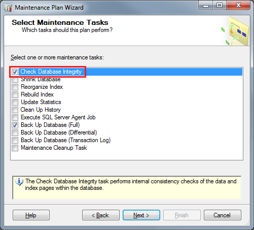 SQL Server Maintenance Plan Wizard.