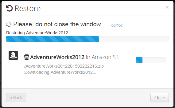 AdWorkrestoration dialog.