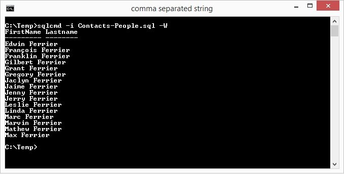 SQLCMD to Build Comma Separated String.