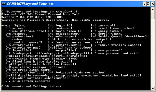 SQLCMD Tool Window.