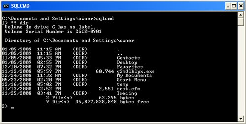 SQLCMD command window.