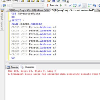 SELECT query error in SQL Server Management Studio.
