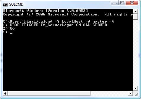 SQLCMD command window.