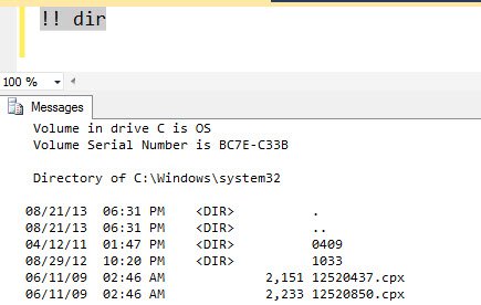Windows dir command window.