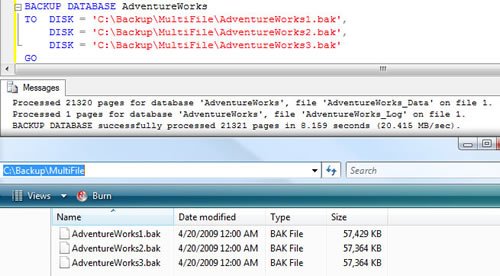 Backup database dialog.
