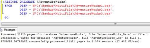 SQL Server Adventure Works database restore.