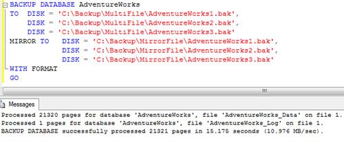 Mirrored Backup and Restore Tool Window.