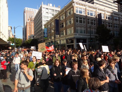People on Street of Seattle