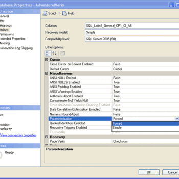 Database Properties.