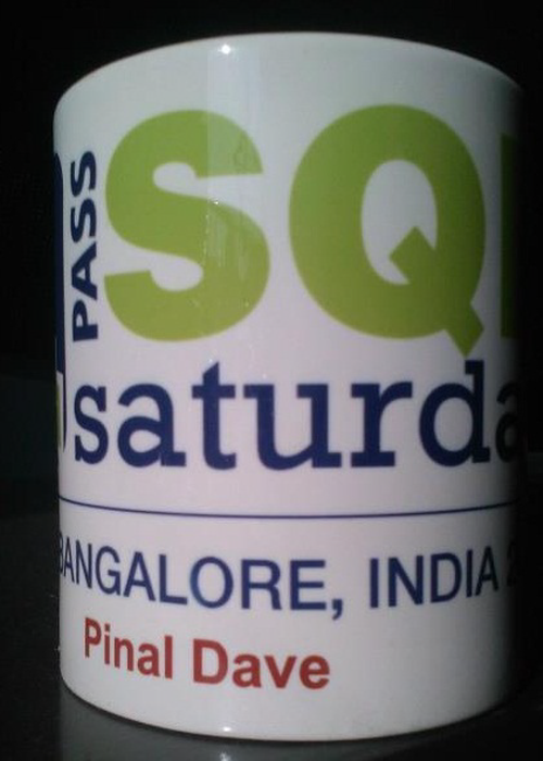Mug with SQL Saturday text.