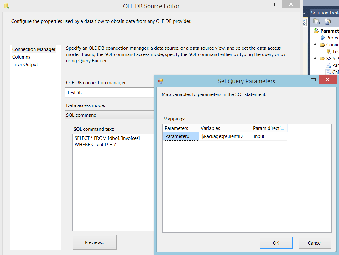 OLE DB Source Editor.